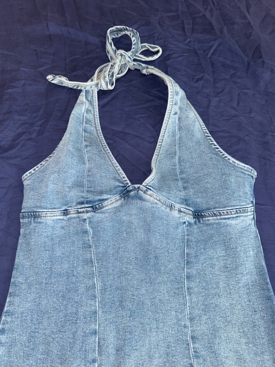 Garage Light Blue Denim Halter Dress - Picture 2 of 7